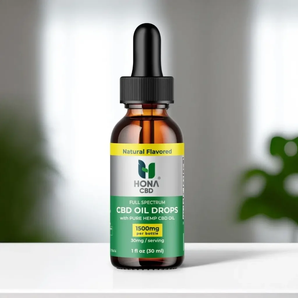 HONA CBD 1500mg Full Spectrum Oil Tincture Natural Background Image