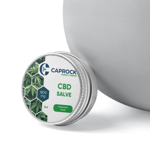 Caprock CBD Salve 1800mg Container Leaning with Object